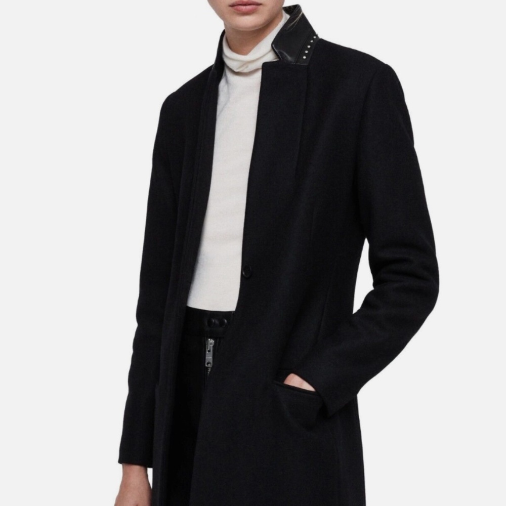 ALLSAINTS | Leni stud coat (Size: US 6 Color: Black)